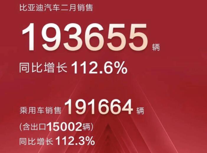 2月新能源車企成績單出爐，比亞迪一騎絕塵