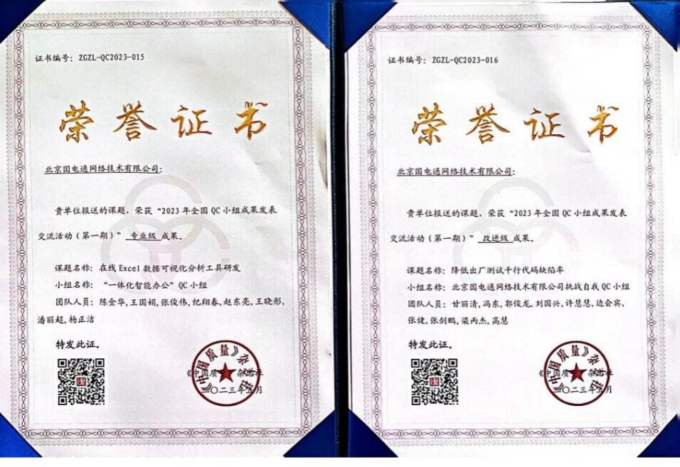 國網(wǎng)信通產(chǎn)業(yè)集團國電通兩項QC成果分獲2023年全國QC小組成果二、三等獎