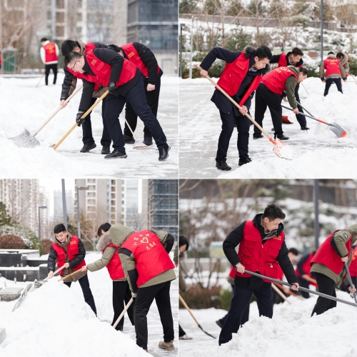 白雪更映“志愿紅”，山東電建公司志愿者掃雪除冰在行動(dòng)
